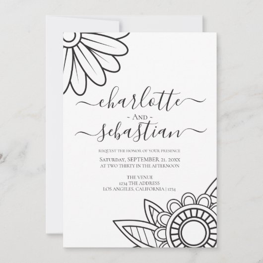 Modern Flower Typography Style Wedding Invitation Save The Date (Voorkant)