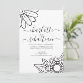 Modern Flower Typography Style Wedding Invitation Save The Date (Staand voorkant)