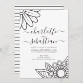 Modern Flower Typography Style Wedding Invitation Save The Date (Voorkant / Achterkant)