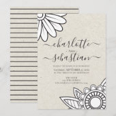 Modern Flower Typography Style Wedding Kaart (Voorkant / Achterkant)