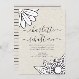 Modern Flower Typography Style Wedding Kaart