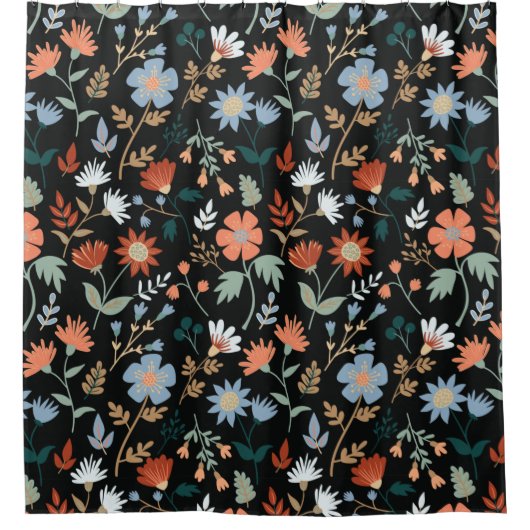 Modern Flowers And Leaves Douchegordijn (Voorkant)