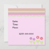 Modern Flowers and Stripes Birthday Invitation Kaart (Achterkant)
