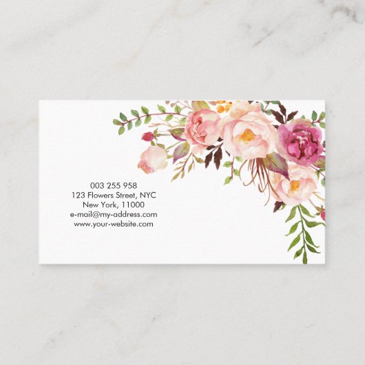 Modern Flowers Boho Floral Custom Visitekaartje (Achterkant)