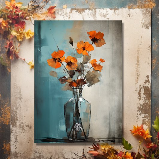  Modern Flowers en Vaas Happy Birthday Kaart