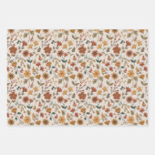 Modern Flowers Leaf Print Gold Rust Celebrate Inpakpapier Vel (Voorkant 2)