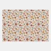 Modern Flowers Leaf Print Gold Rust Celebrate Inpakpapier Vel (Voorkant)