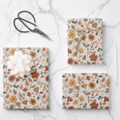 Modern Flowers Leaf Print Gold Rust Celebrate Inpakpapier Vel