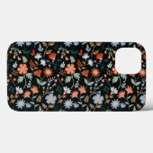 Modern Flowers Leaves Black Oranje Blue Girly Hoes (Achterkant (horizontaal))