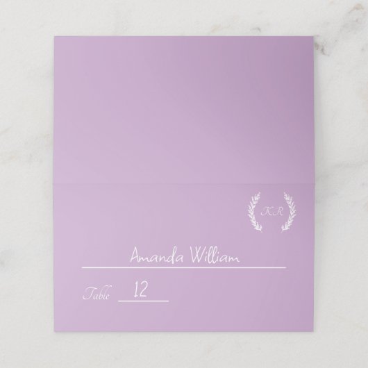 Modern Flowers Line Art Monogram Paarse Lavendel Plaatskaartje (Buitenkant ongevouwen)