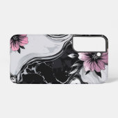Modern Flowers Marble Samsung Galaxy Hoesje (Achterkant horizontaal)