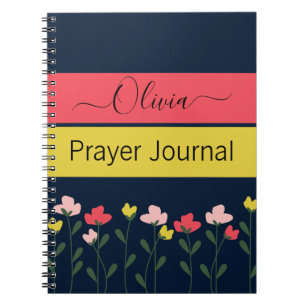 Modern Flowers Navy Blue Prayer Journal Notitieboek