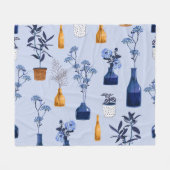 Modern Flowers Vaas Monotone Fleece Deken (Voorkant (Horizontaal))