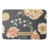 Modern Flowers Yellow & Kraft gepersonaliseerd Badmat (Voorkant)