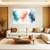 Modern Fluid Ink Swirls in Gold Abstract Canvas