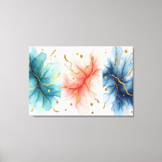 Modern Fluid Ink Swirls in Gold Abstract Canvas (Voorkant)