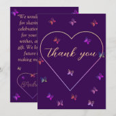 modern flying butterflies heart bedankkaart (Voorkant / Achterkant)