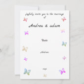 modern flying butterflies heart invitation kaart (Achterkant)