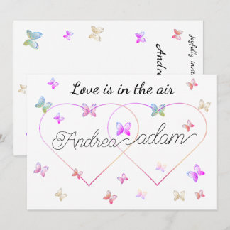 modern flying butterflies heart invitation kaart