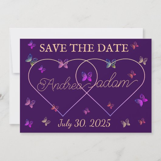 modern flying butterflies heart save the date (Voorkant)
