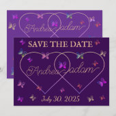 modern flying butterflies heart save the date (Voorkant / Achterkant)