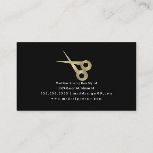 Modern Foil Marble Monochrome Hair Stylist Salon B Visitekaartje (Achterkant)