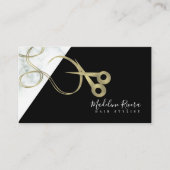 Modern Foil Marble Monochrome Hair Stylist Salon B Visitekaartje (Voorkant)