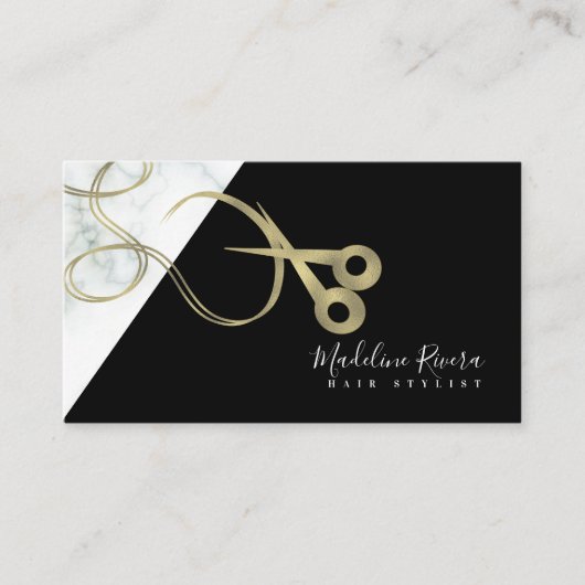 Modern Foil Marble Monochrome Hair Stylist Salon B Visitekaartje (Voorkant)