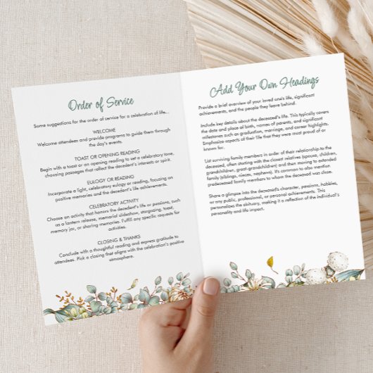 Modern Folded 4-Page 3-Photo Celebration of Life P Programma