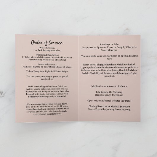 Modern Folded Celebration of Life Order of Service Programma (Binnen)