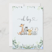 Modern Foliage Blue Floral Safari Baby shower Kaart (Achterkant)