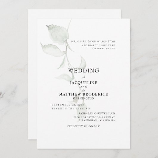 Modern Foliage Bride Parents Wedding Kaart (Voorkant / Achterkant)