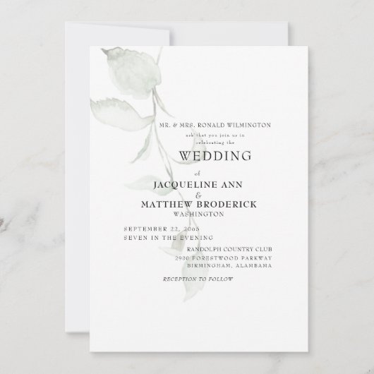 Modern Foliage Bride Parents Wedding Kaart (Voorkant)