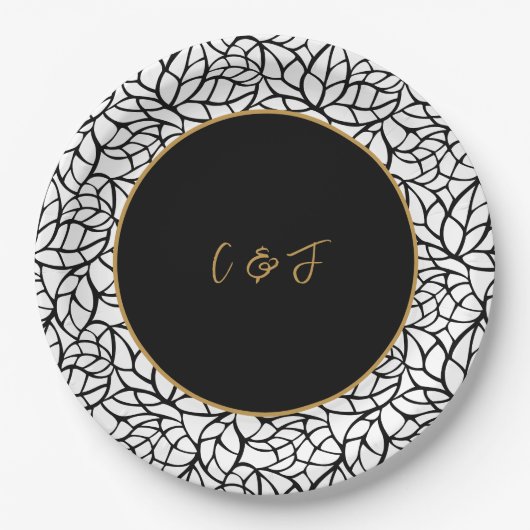 Modern Foliage bruiloft thema Papieren Bordje (Voorkant)