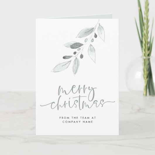Modern Foliage Company Logo Script Merry Kerstry Kaart (Voorkant)