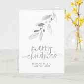 Modern Foliage Company Logo Script Merry Kerstry Kaart (Gele Bloem)