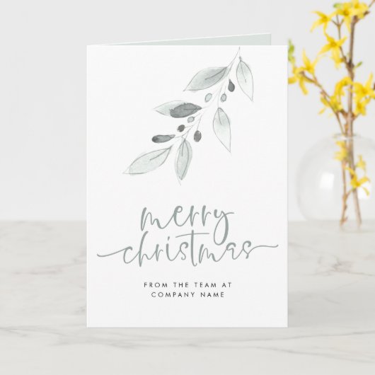 Modern Foliage Company Logo Script Merry Kerstry Kaart (Gele Bloem)