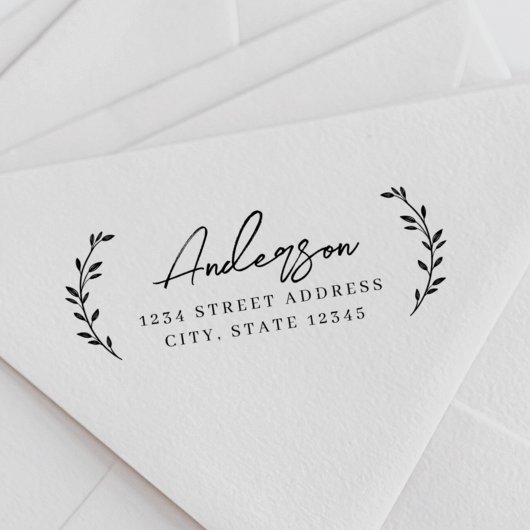 Modern Foliage familienaam retouradres Zelfinktende Stempel