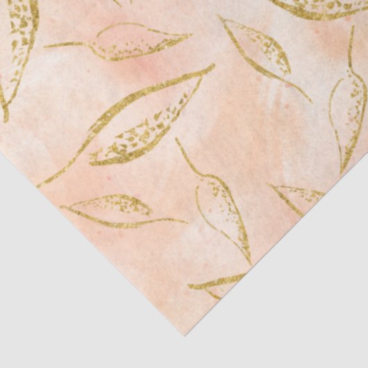 Modern Foliage Greenery Gouden Gouden Waterverf Tissuepapier (Detail)