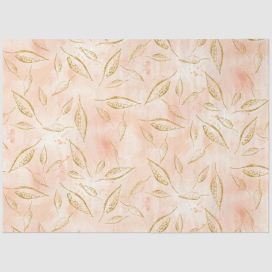 Modern Foliage Greenery Gouden Gouden Waterverf Tissuepapier (Voorkant)