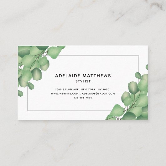 Modern Foliage Greenery Hair Stylist Botanical Visitekaartje (Achterkant)