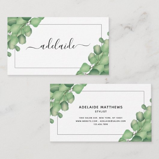 Modern Foliage Greenery Hair Stylist Botanical Visitekaartje (Voorkant / Achterkant)
