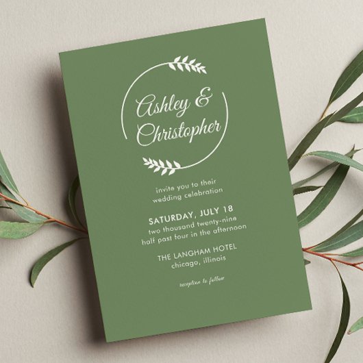 Modern Foliage Lijst Camouflage Green Wedding Kaart