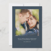 Modern Foliage Lijst Indigo Blauwe Fotobruiloft Kaart (Achterkant)