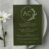Modern Foliage Lijst Olijfgroen bruiloft Receptie Menu