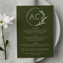 Modern Foliage Lijst Olijfgroen bruiloft Receptie Menu