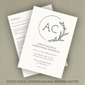 Modern Foliage Lijst Soft White All-in-One Wedding Kaart