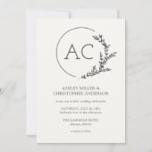 Modern Foliage Lijst Soft White All-in-One Wedding Kaart (Voorkant)