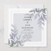 Modern Foliage Paars Lila Weddenschap Kaart (Voorkant)