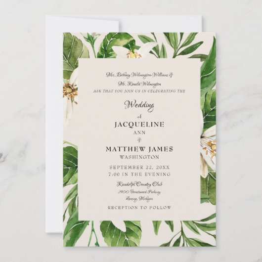 Modern Foliage Parents Cream Wedding Matte Kaart (Voorkant)